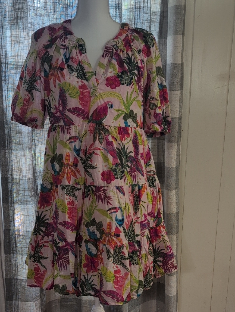 Crow Ivy Tropical Pink Cotton Dress.
